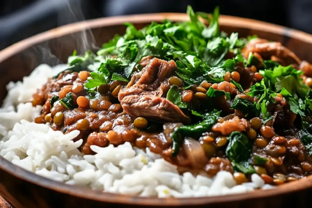  Lebonese Lamb Lentils Rice Spinach Recipe 